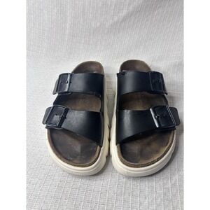 Birkenstock Papillio Arizona Chunky Black Birko-Flor Platfom Sandal Size 37